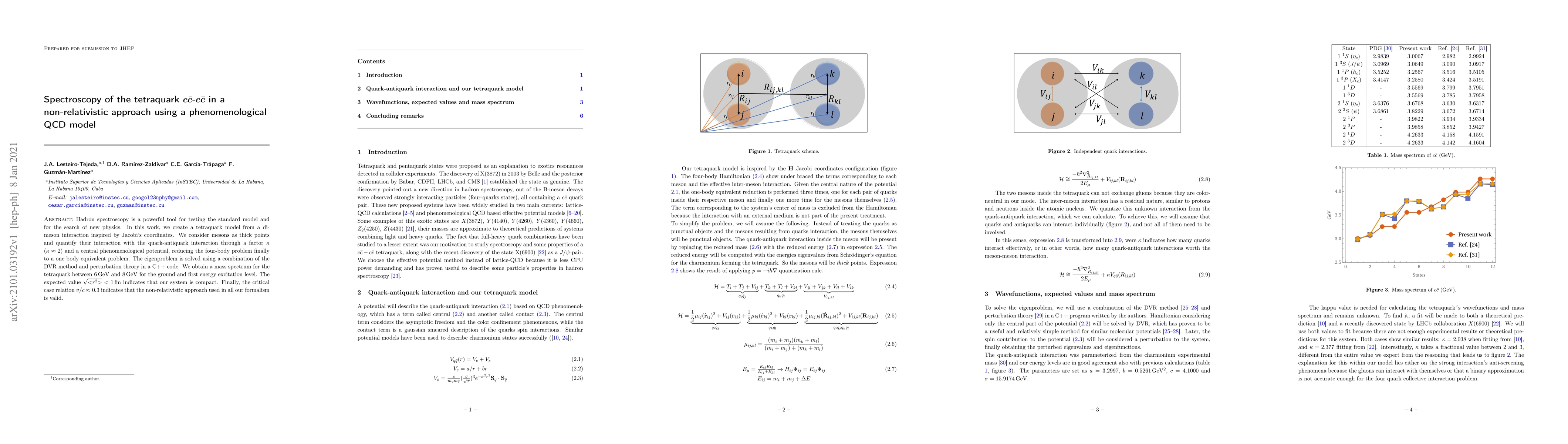 Thumbnail for Spectroscopy of the tetraquark $c\bar{c}$-$c\bar{c}$ in a
  non-relativistic approach using a phenomenological QCD model