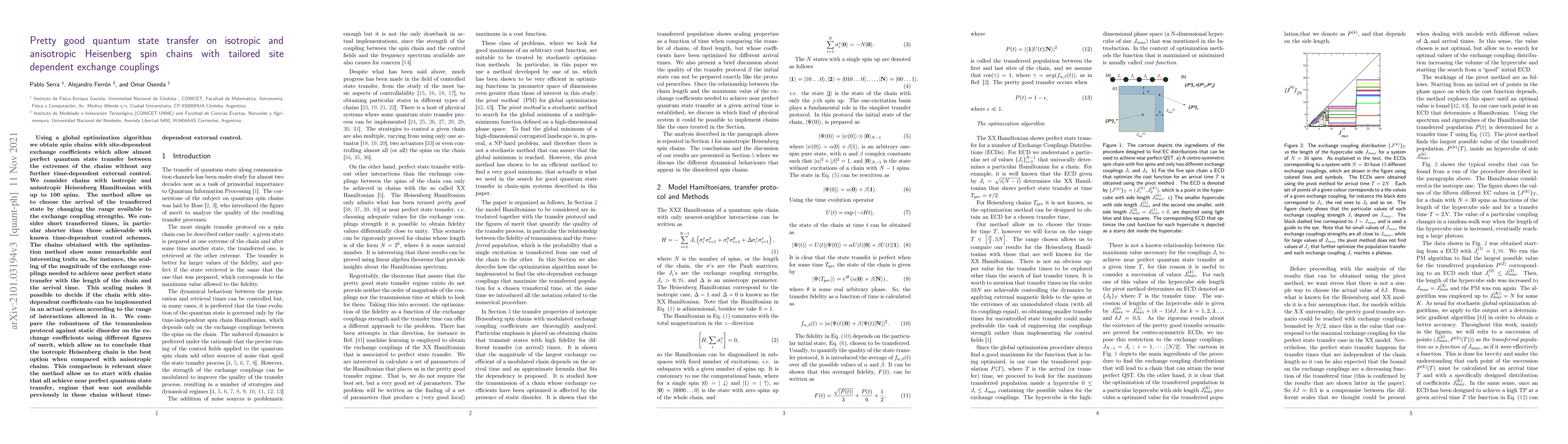 Thumbnail for Pretty good quantum state transfer on isotropic and anisotropic
  Heisenberg spin chains with tailored site dependent exchange couplings