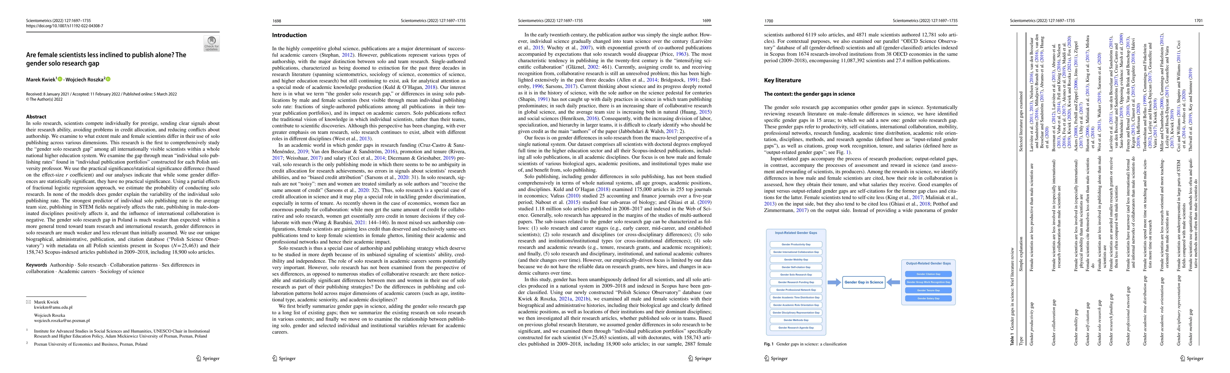 Thumbnail for Are Female Scientists Less Inclined to Publish Alone? The Gender Solo
  Research Gap