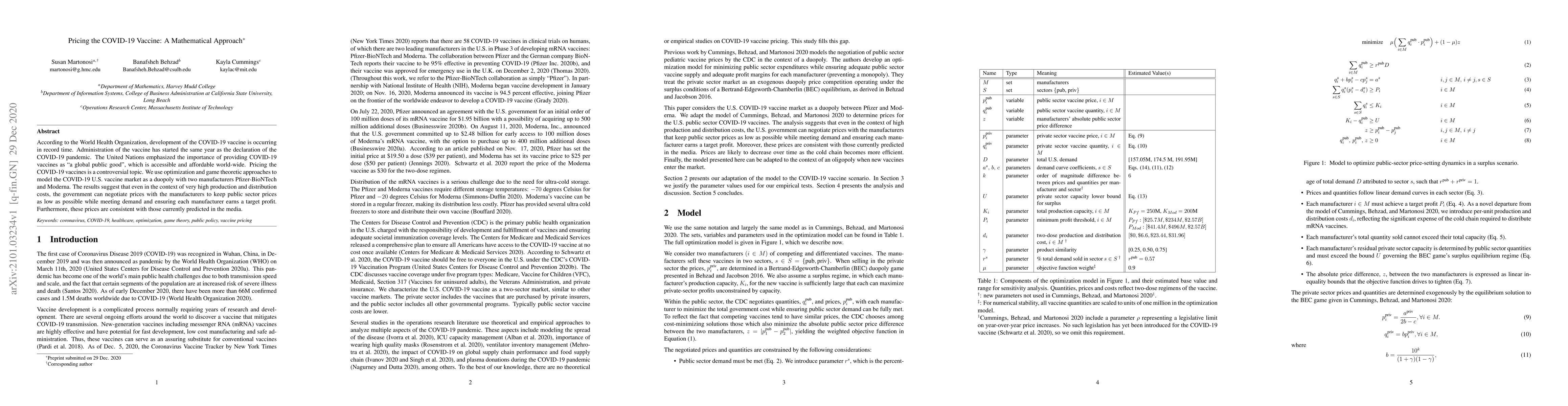 Thumbnail for Pricing the COVID-19 Vaccine: A Mathematical Approach