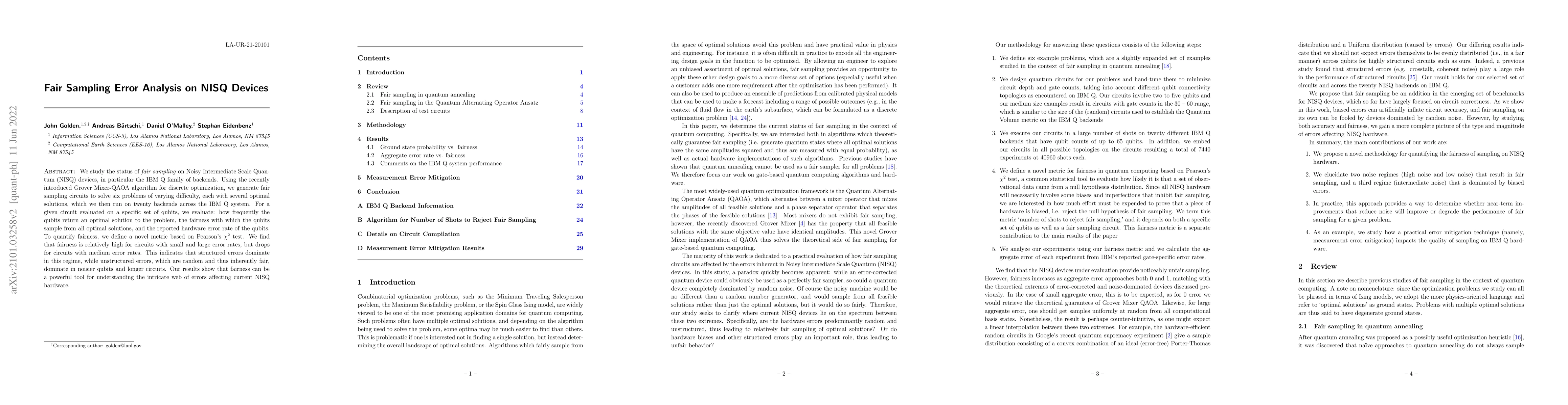 Thumbnail for Fair Sampling Error Analysis on NISQ Devices