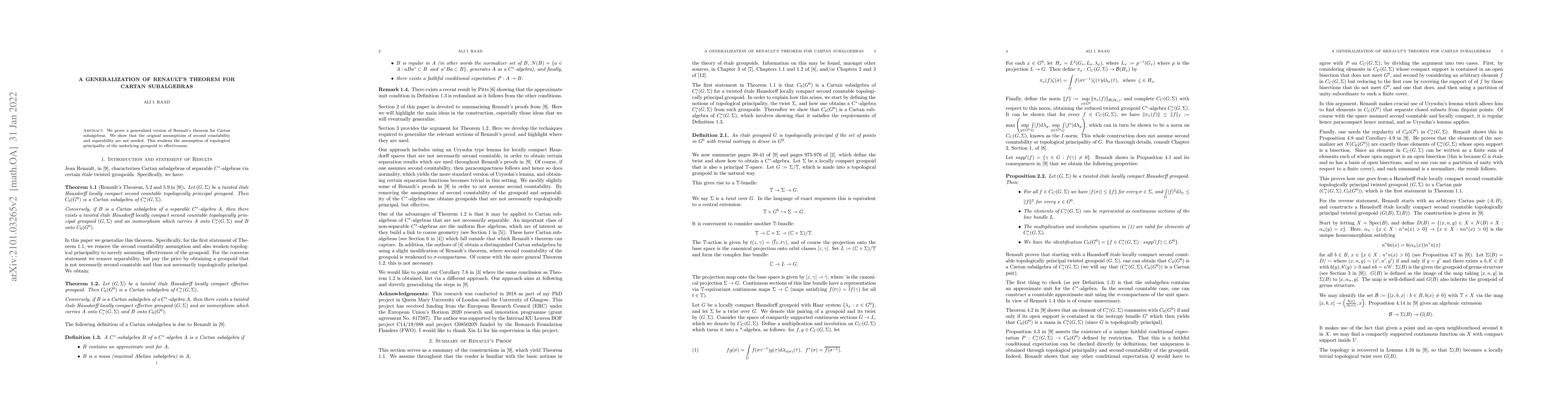Thumbnail for A Generalization of Renault's Theorem for Cartan Subalgebras