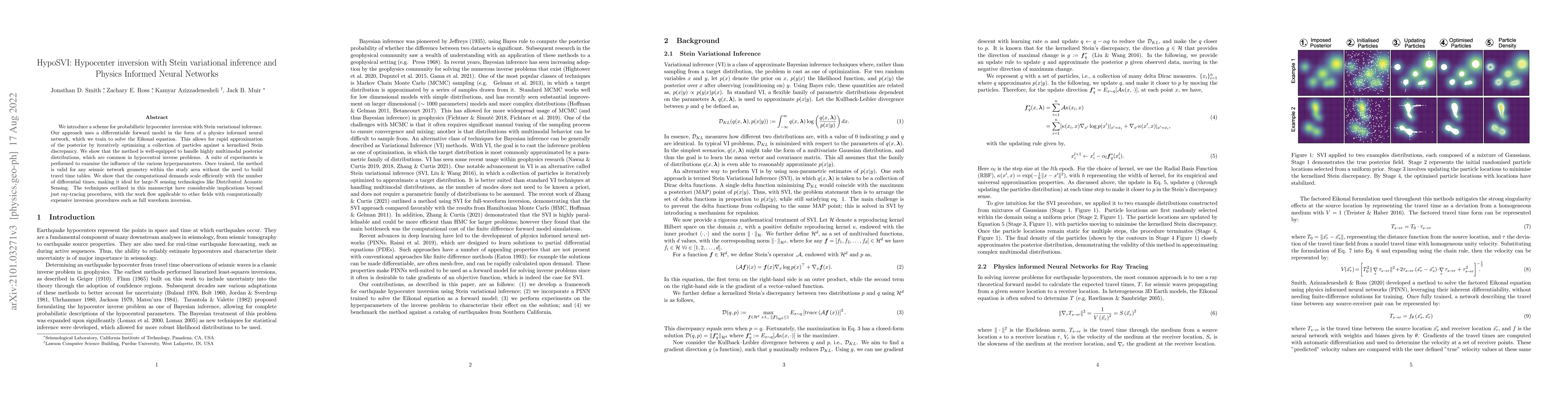 Thumbnail for HypoSVI: Hypocenter inversion with Stein variational inference and
  Physics Informed Neural Networks