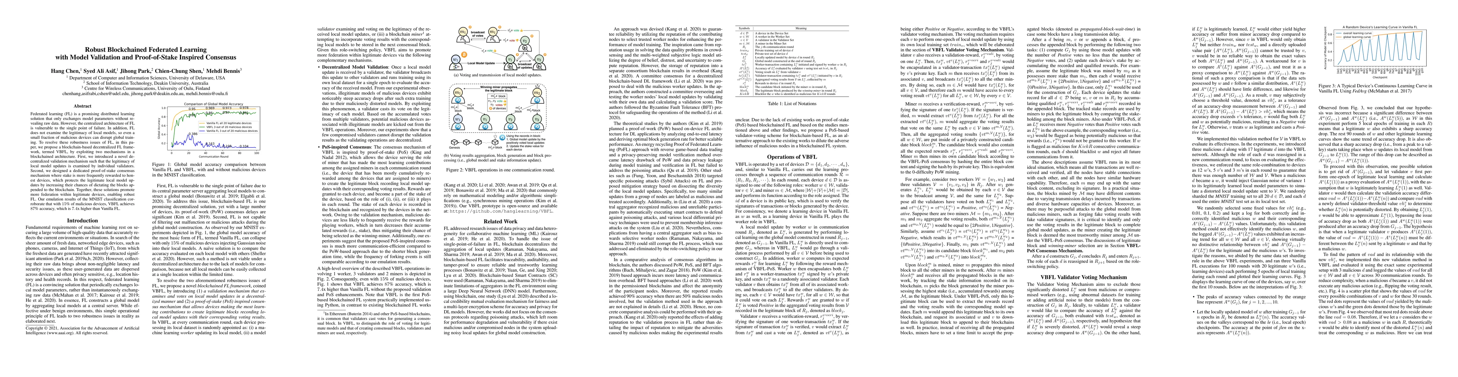 Thumbnail for Robust Blockchained Federated Learning with Model Validation and
  Proof-of-Stake Inspired Consensus