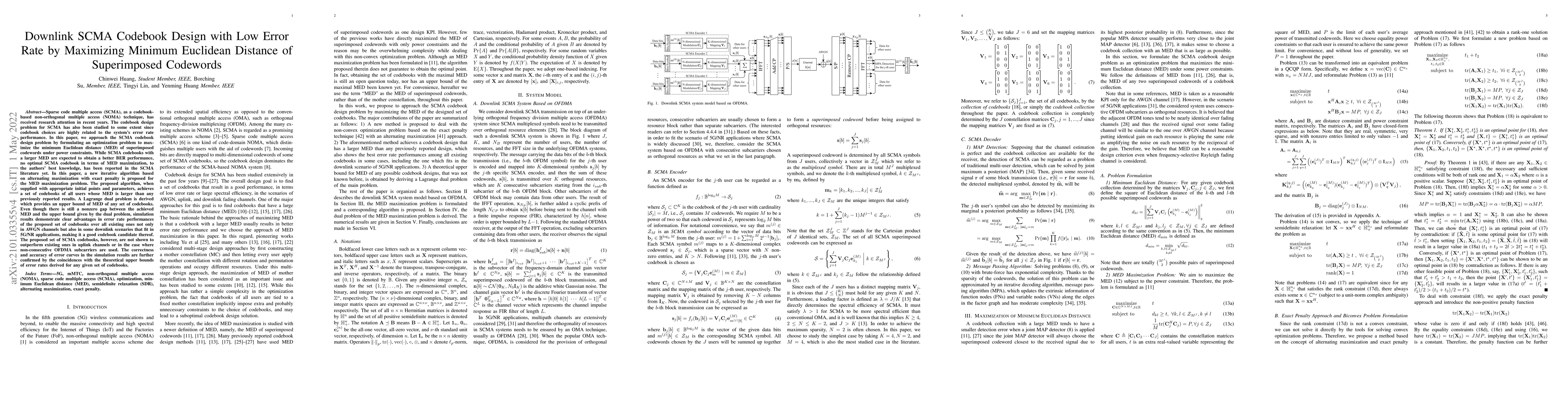 Thumbnail for Downlink SCMA Codebook Design with Low Error Rate by Maximizing Minimum
  Euclidean Distance of Superimposed Codewords