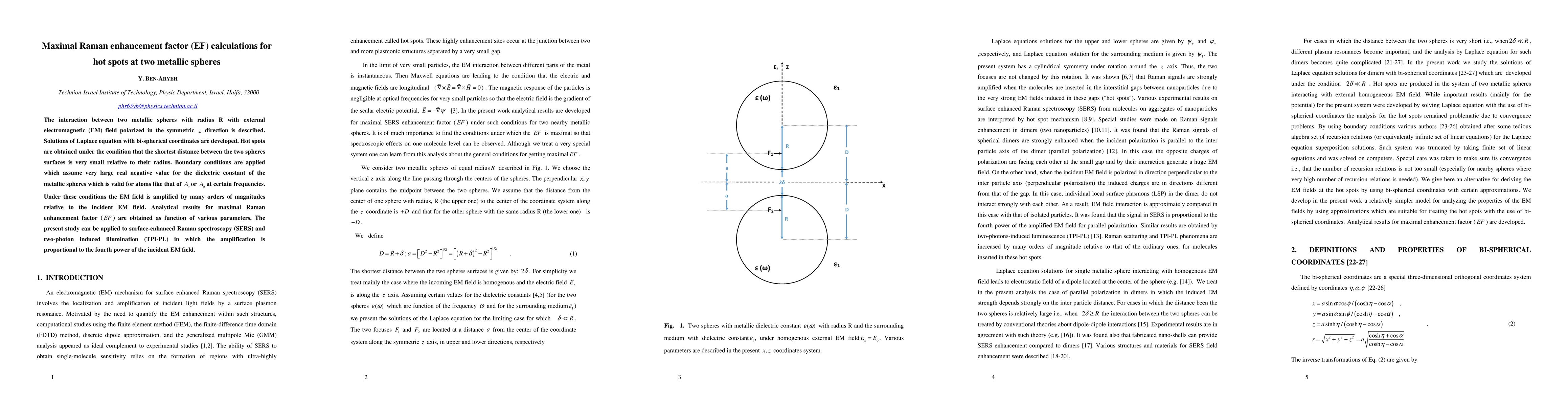 Thumbnail for Maximal Raman enhancement factor (EF) calculations for hot spots at two
  metallic spheres