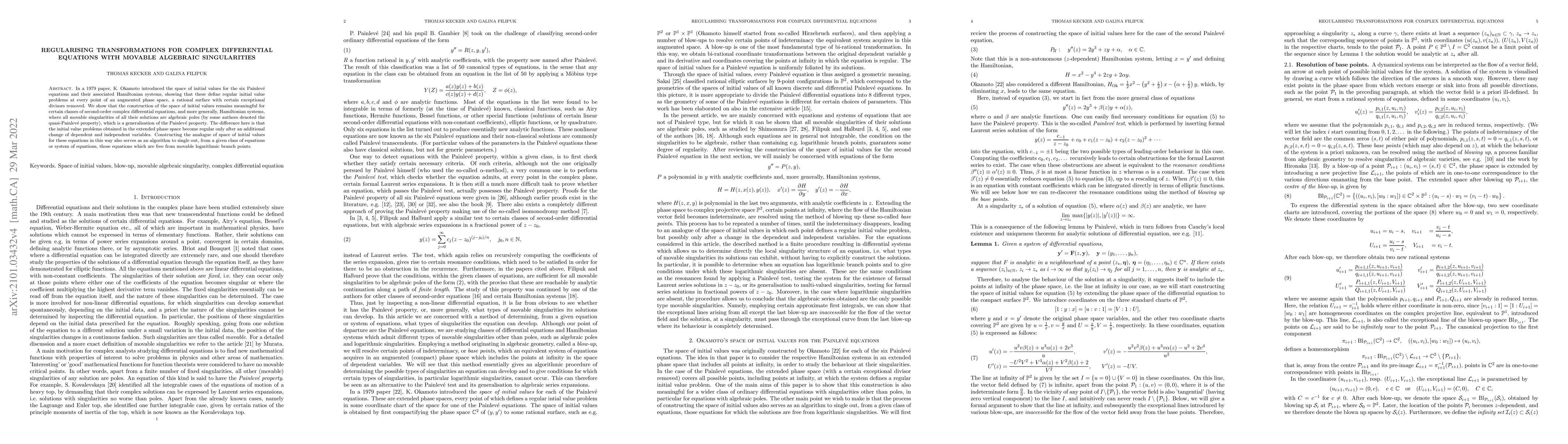 Thumbnail for Regularising Transformations for Complex Differential Equations with
  Movable Algebraic Singularities