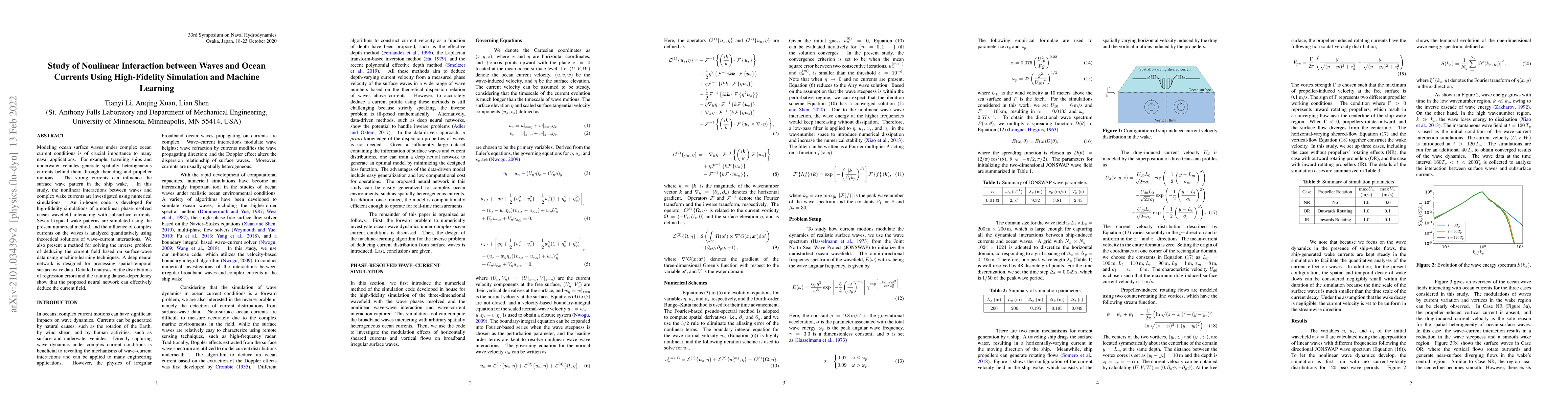 Thumbnail for Study of Nonlinear Interaction between Waves and Ocean Currents Using
  High-Fidelity Simulation and Machine Learning