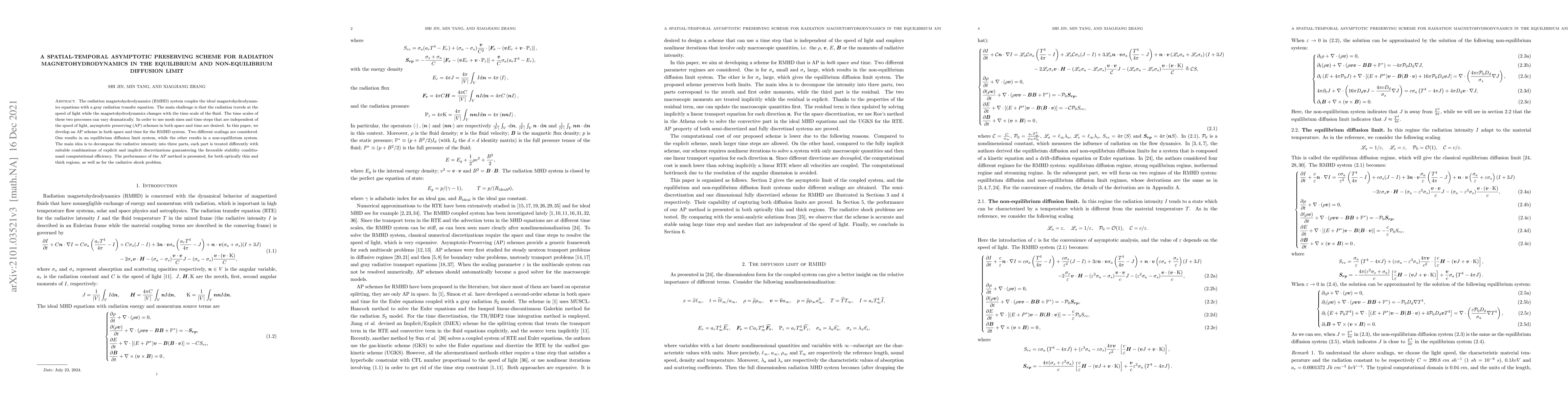 Thumbnail for A Spatial-Temporal asymptotic preserving scheme for radiation
  magnetohydrodynamics in the equilibrium and non-equilibrium diffusion limit