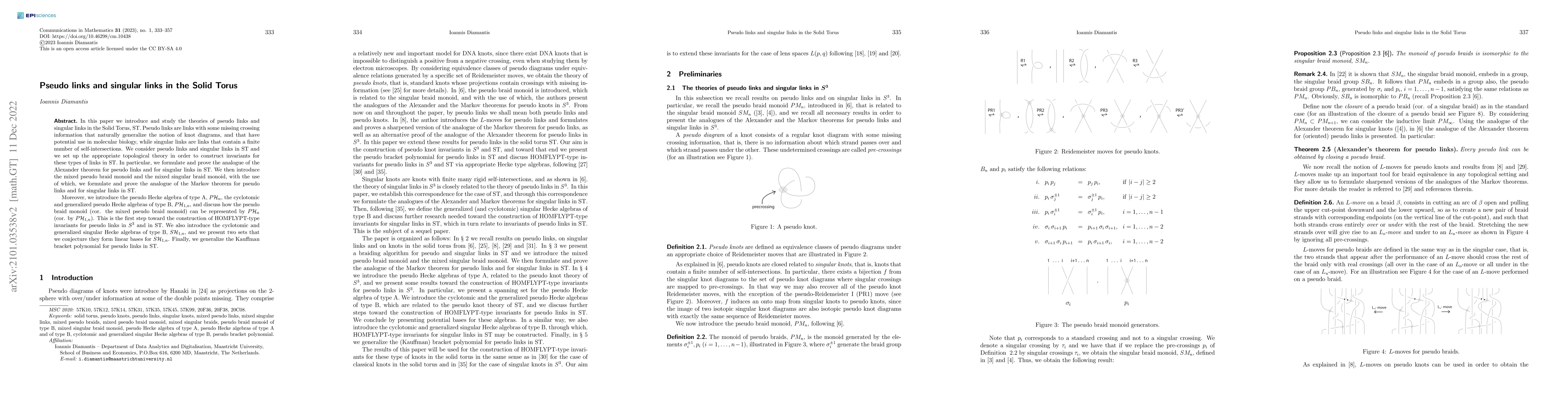 Thumbnail for Pseudo links and singular links in the Solid Torus