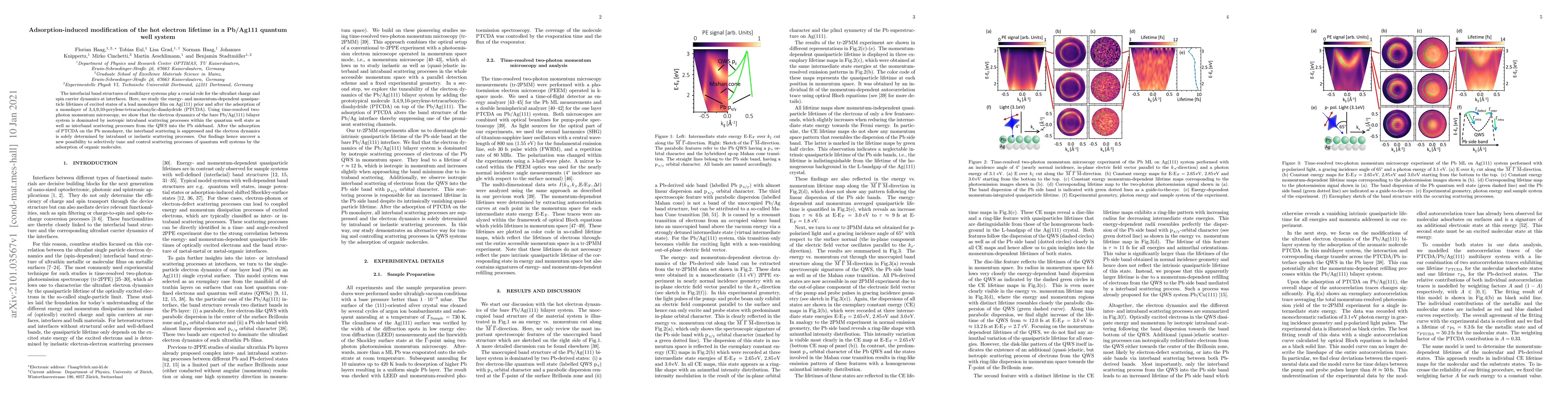 Thumbnail for Adsorption-induced modification of the hot electron lifetime in a
  Pb/Ag111 quantum well system