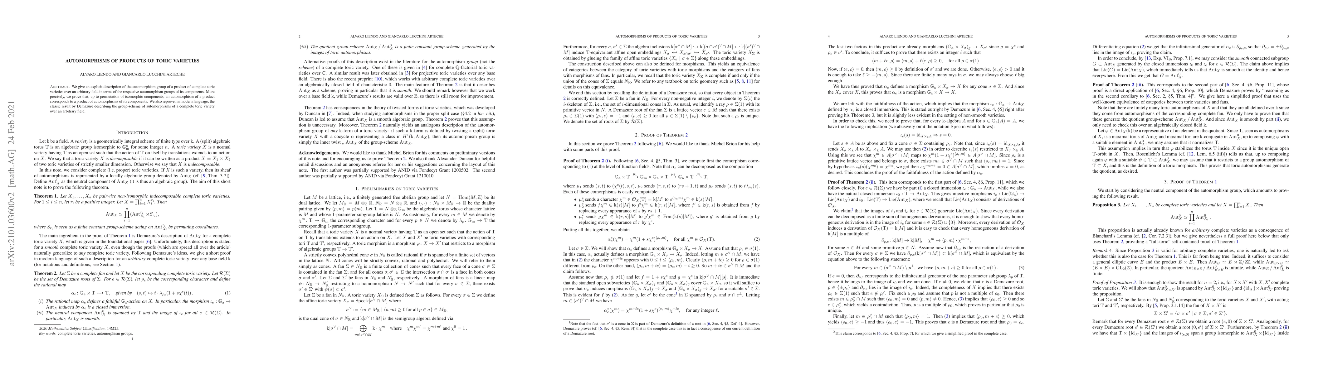 Thumbnail for Automorphisms of products of toric varieties
