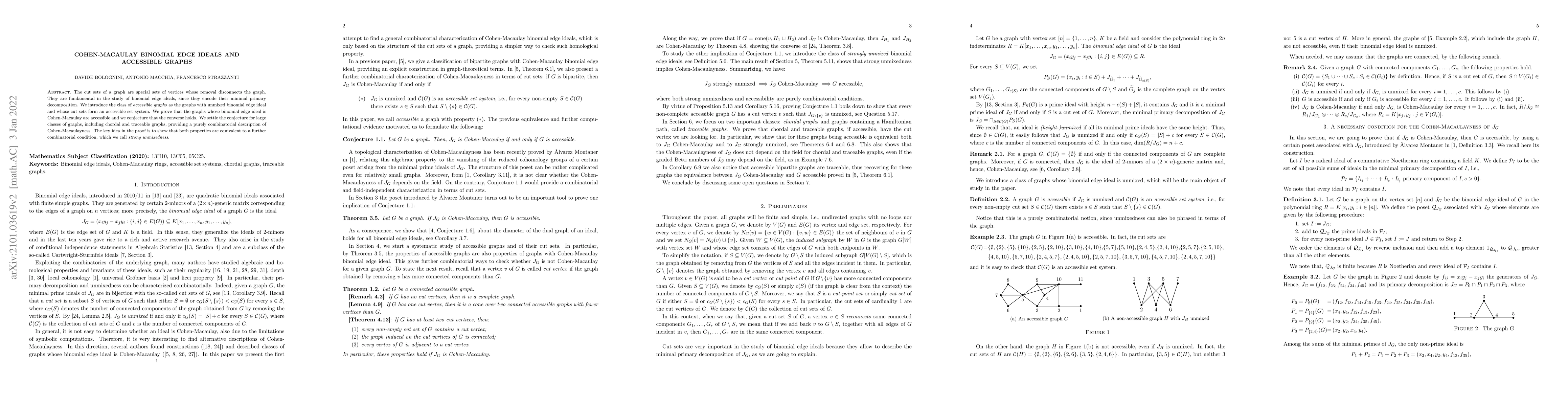 Thumbnail for Cohen-Macaulay binomial edge ideals and accessible graphs