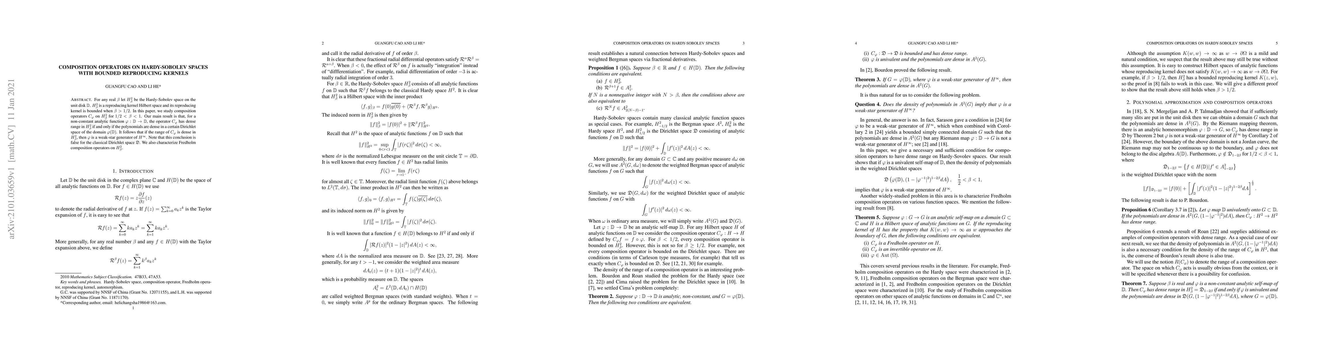 Thumbnail for Composition operators on Hardy-Sobolev spaces with bounded reproducing
  kernels