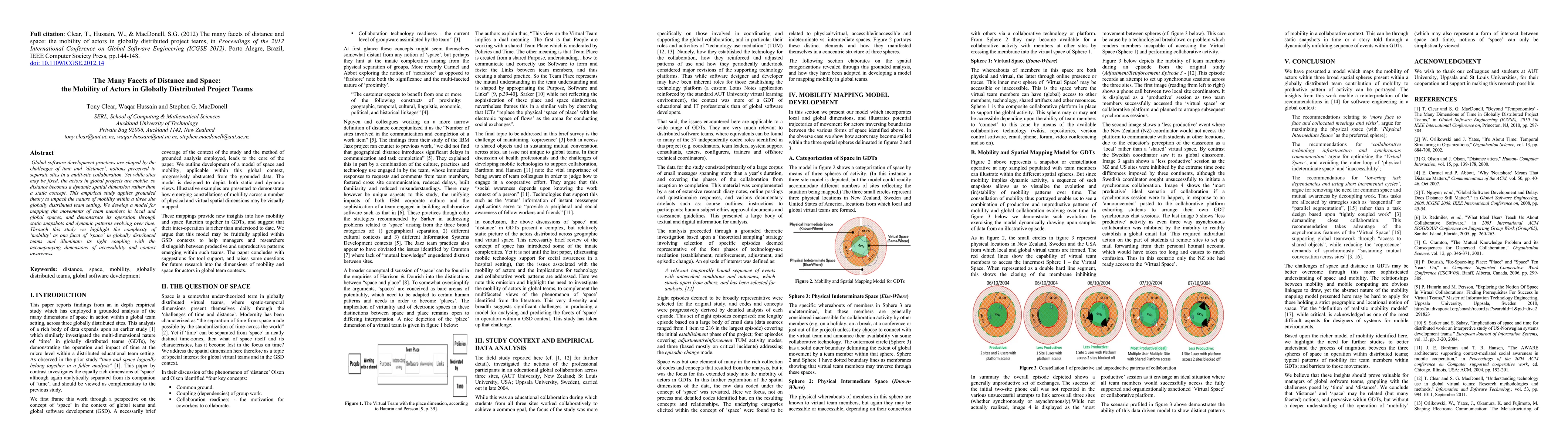 Thumbnail for The Many Facets of Distance and Space: the Mobility of Actors in
  Globally Distributed Project Teams