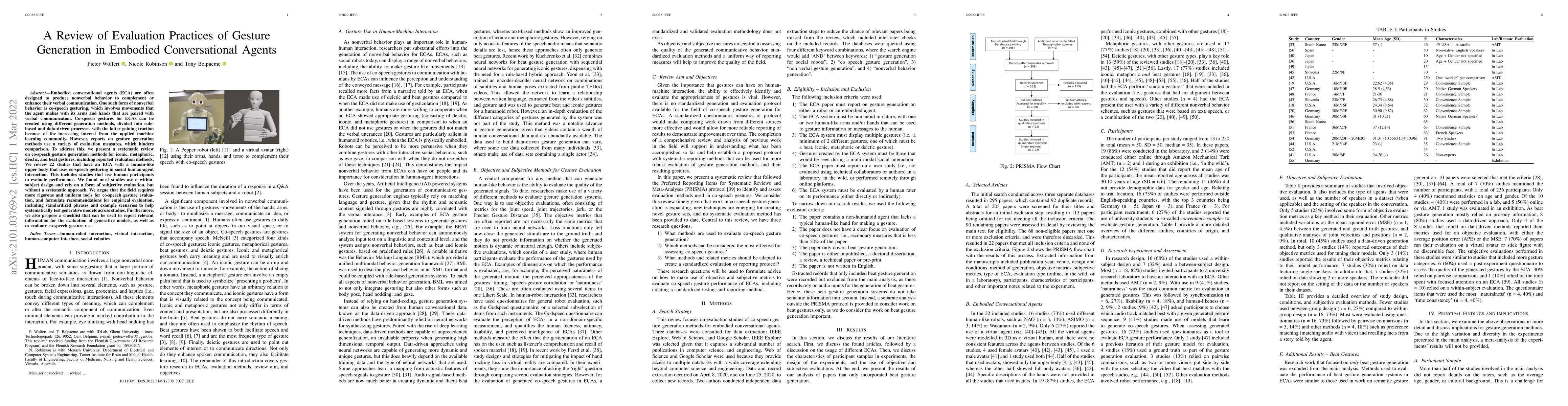 Thumbnail for A Review of Evaluation Practices of Gesture Generation in Embodied
  Conversational Agents