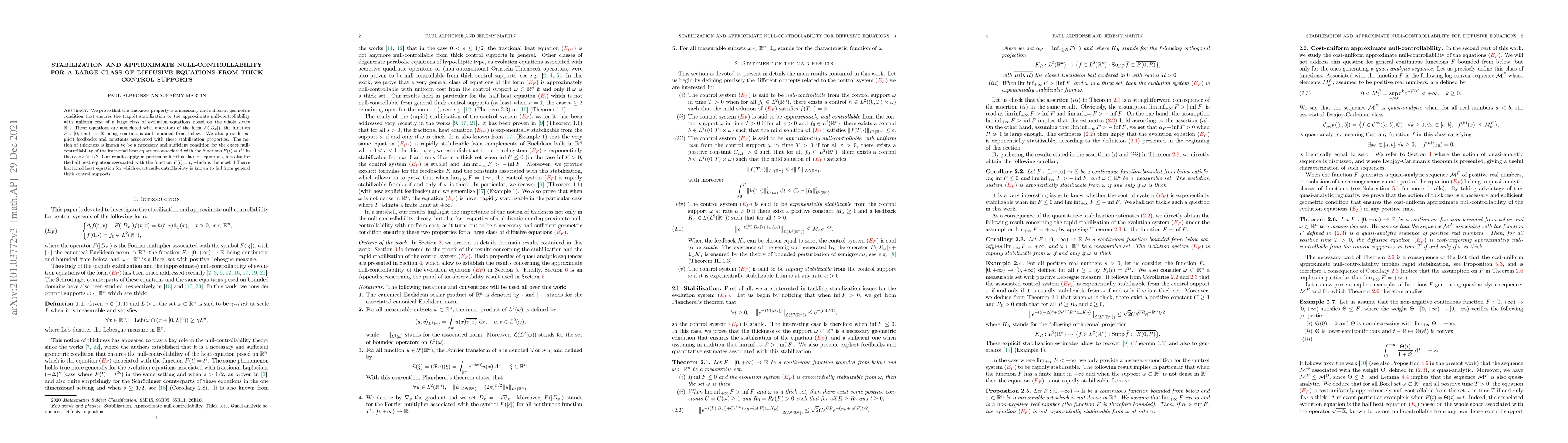 Thumbnail for Stabilization and approximate null-controllability for a large class of
  diffusive equations from thick control supports