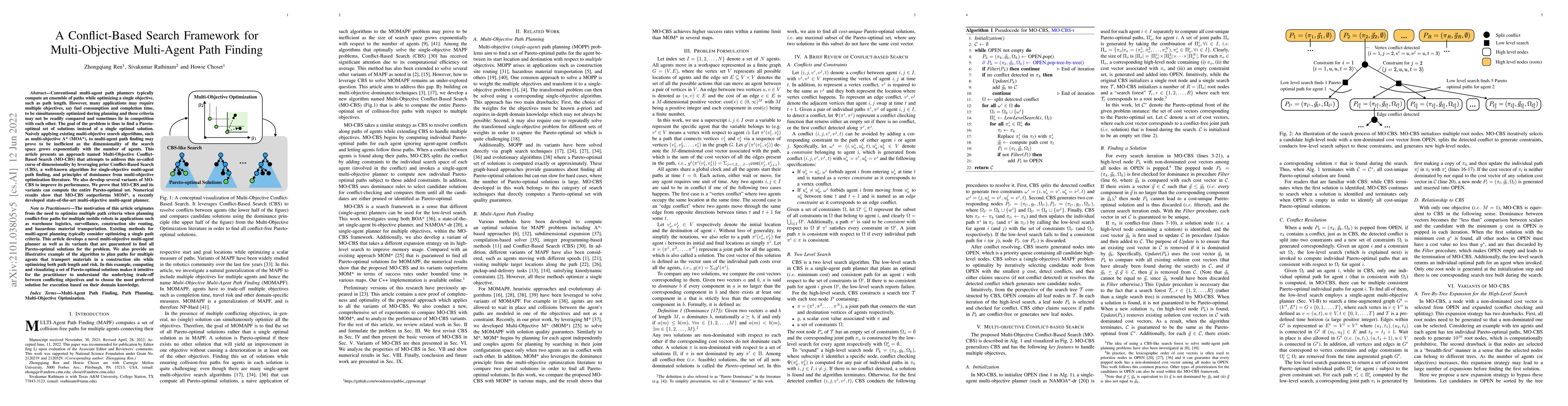 Thumbnail for A Conflict-Based Search Framework for Multi-Objective Multi-Agent Path
  Finding