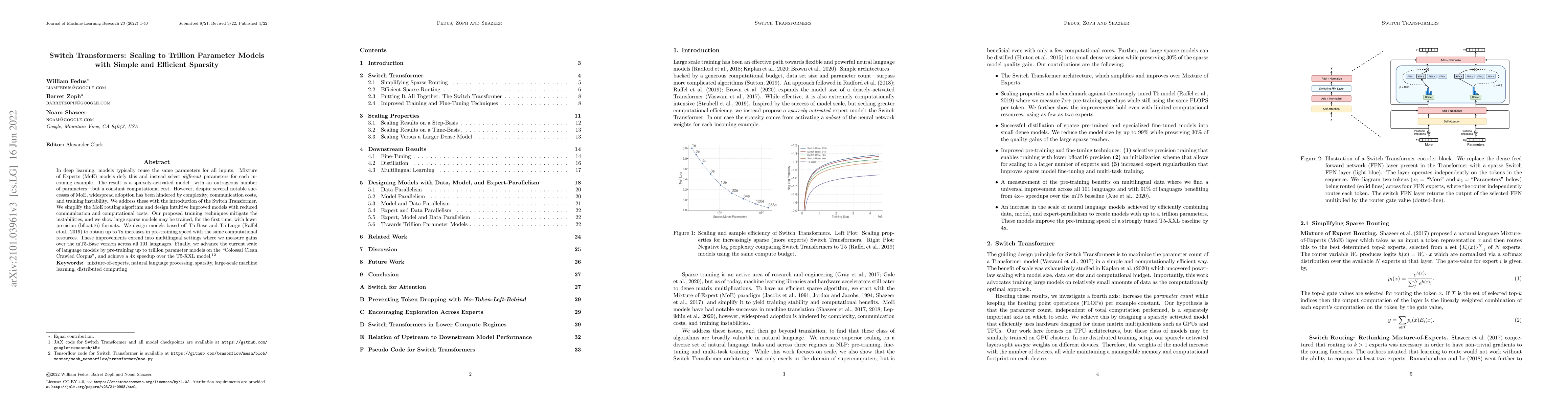 Thumbnail for Switch Transformers: Scaling to Trillion Parameter Models with Simple
  and Efficient Sparsity