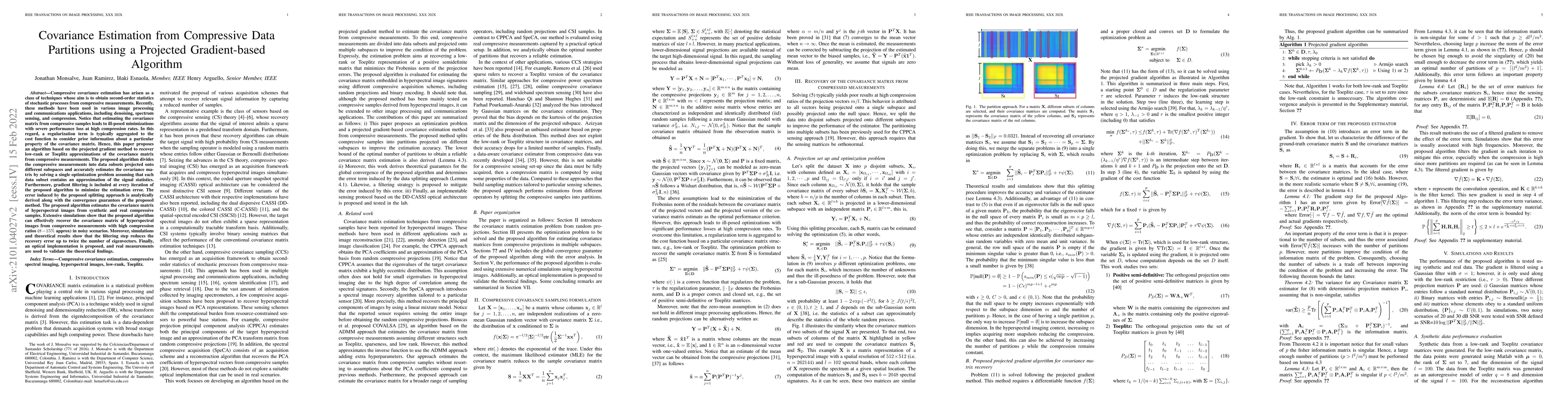Thumbnail for Covariance Estimation from Compressive Data Partitions using a Projected
  Gradient-based Algorithm