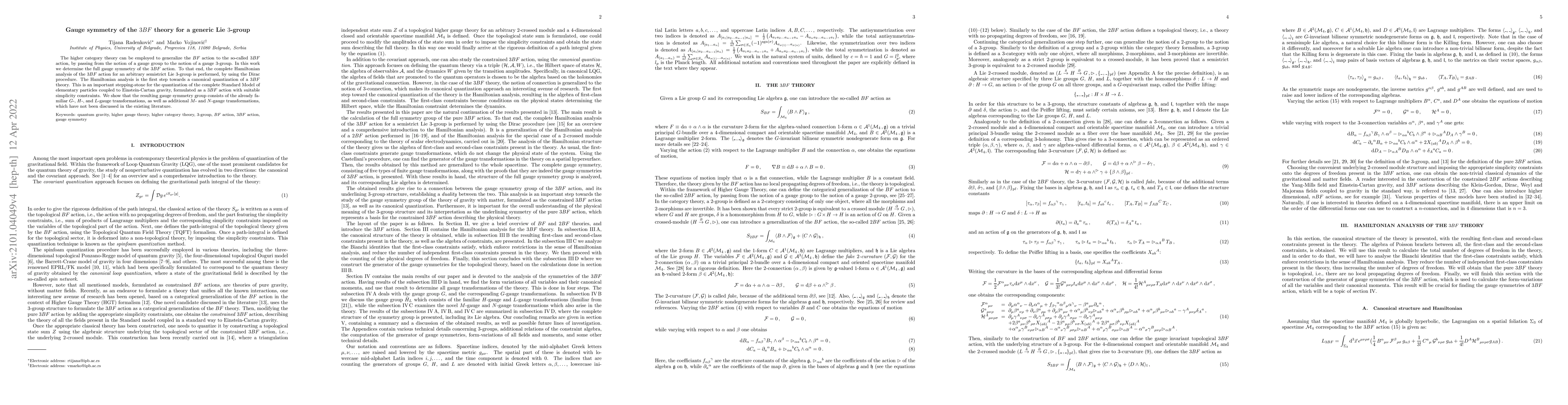Thumbnail for Gauge symmetry of the 3BF theory for a generic Lie 3-group