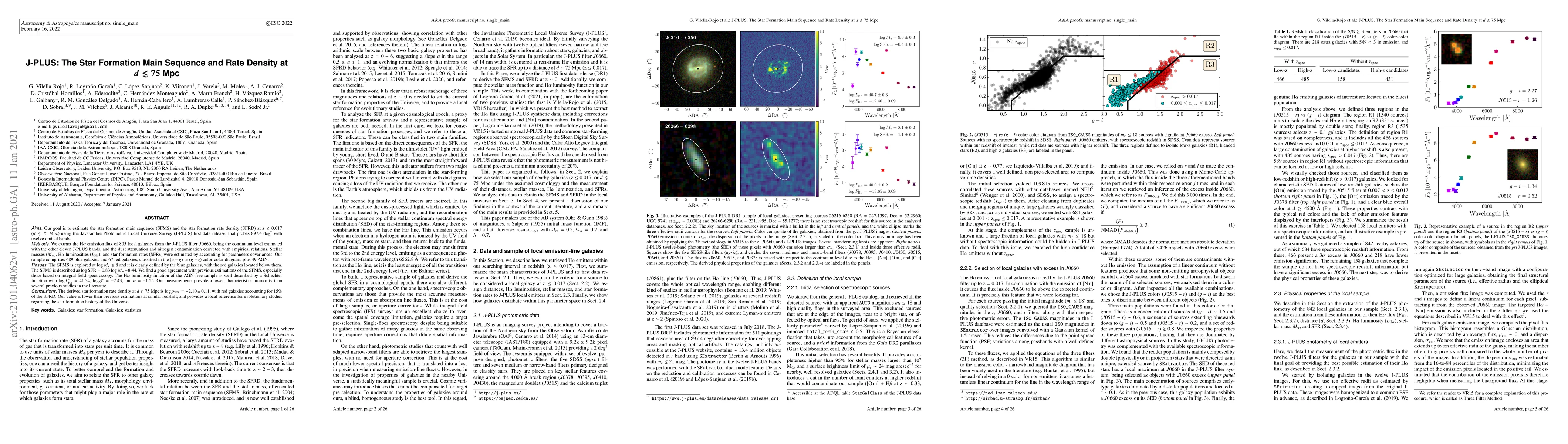Thumbnail for J-PLUS: The star formation main sequence and rate density at d < 75 Mpc