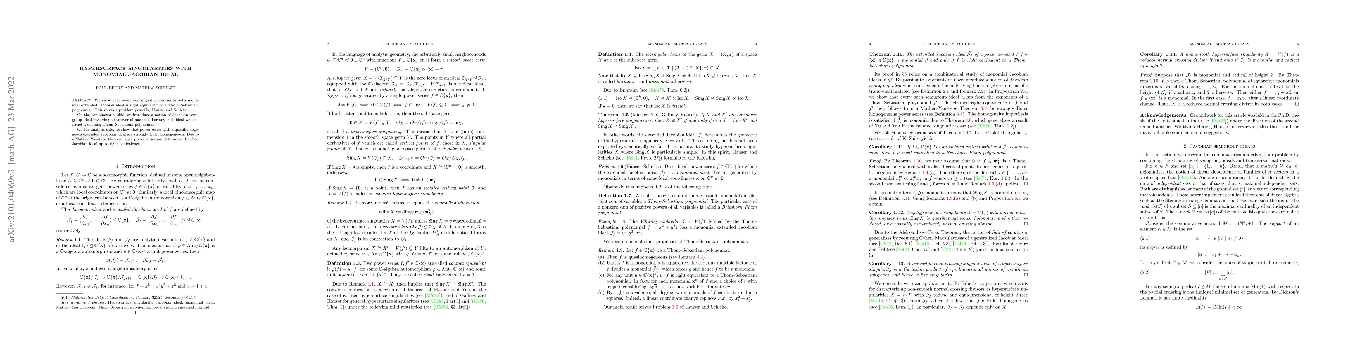 Thumbnail for Hypersurface singularities with monomial Jacobian ideal