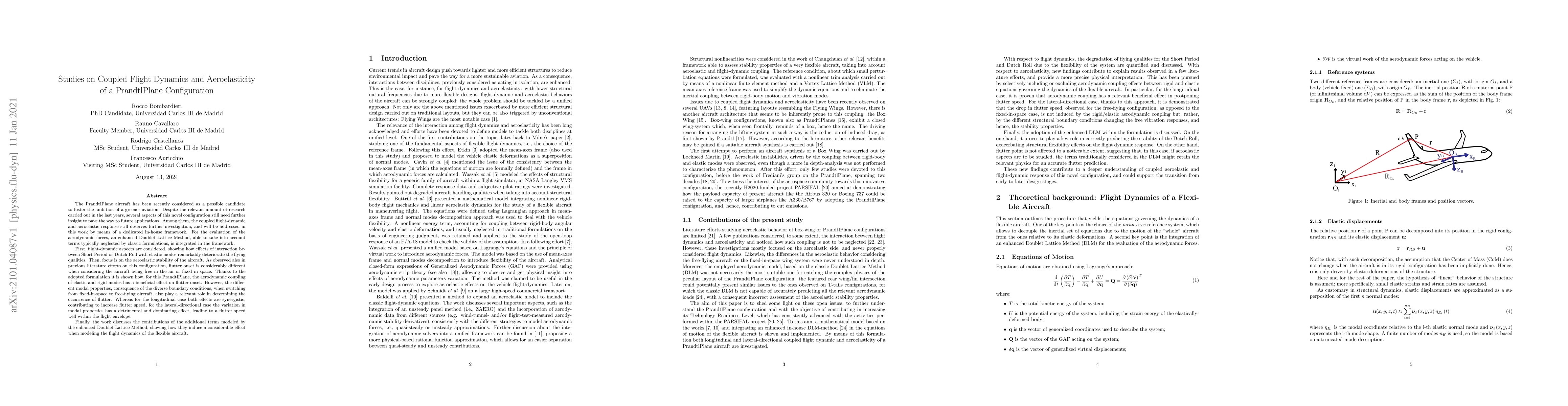 Thumbnail for Studies on Coupled Flight Dynamics and Aeroelasticity of a Prandtlplane
  Configuration