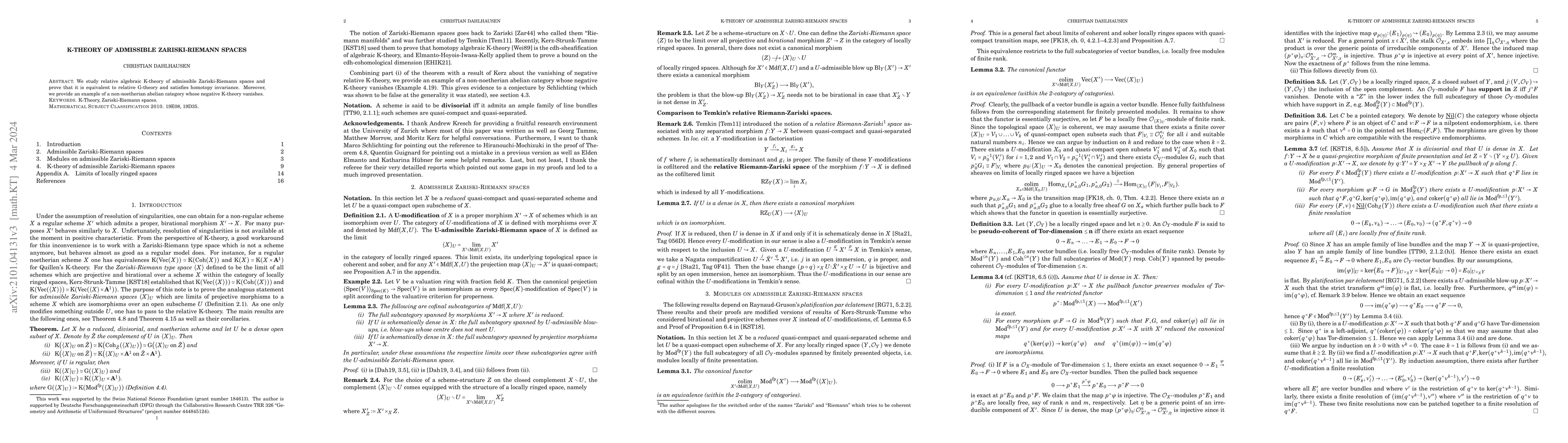 Thumbnail for K-theory of admissible Zariski-Riemann spaces