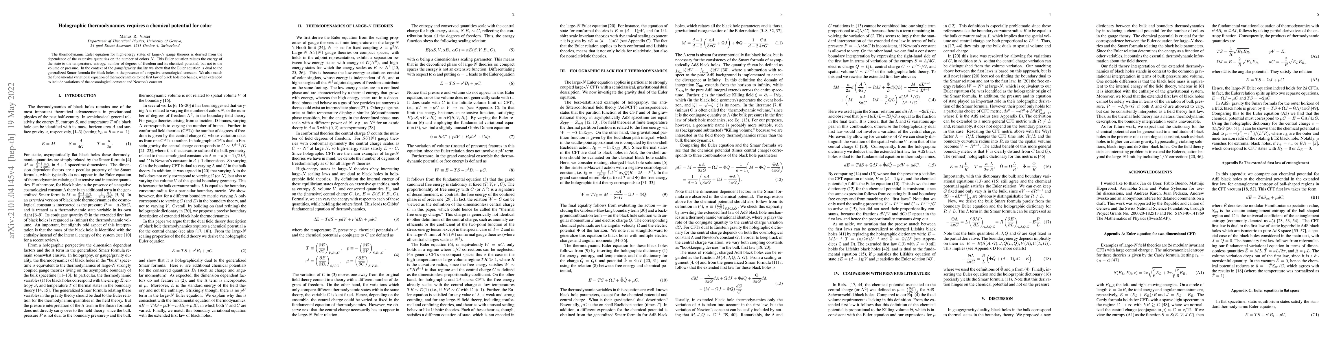 Thumbnail for Holographic Thermodynamics Requires a Chemical Potential for Color