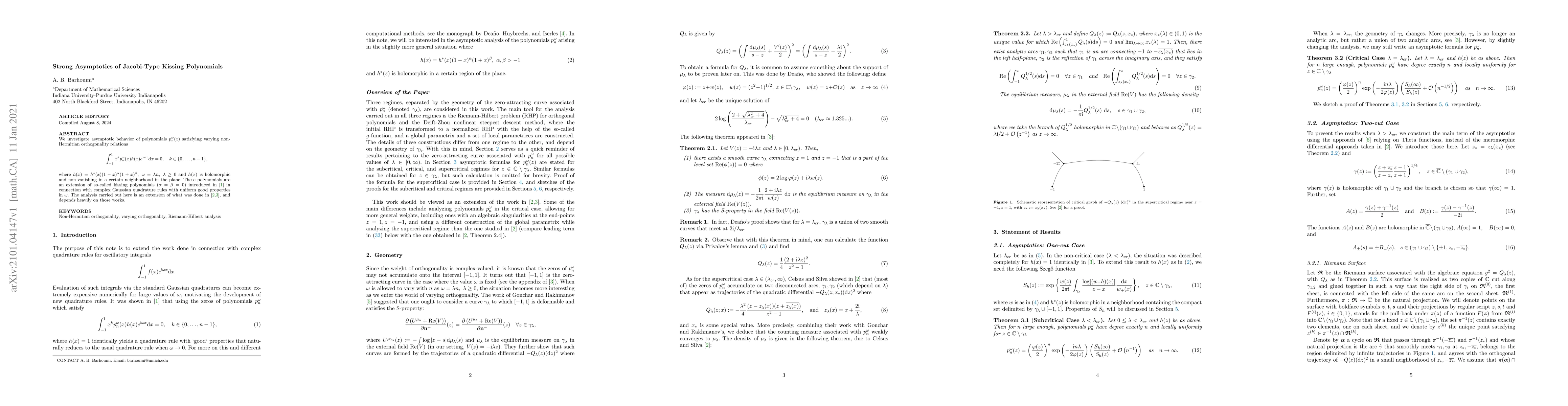 Thumbnail for Strong Asymptotics of Jacobi-Type Kissing Polynomials