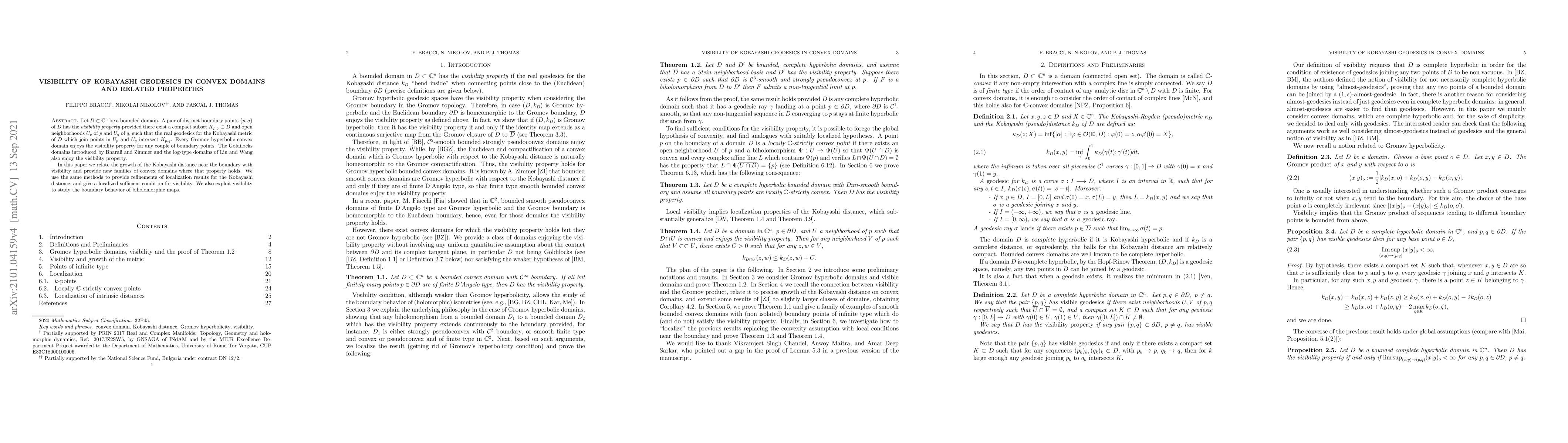 Thumbnail for Visibility of Kobayashi geodesics in convex domains and related
  properties