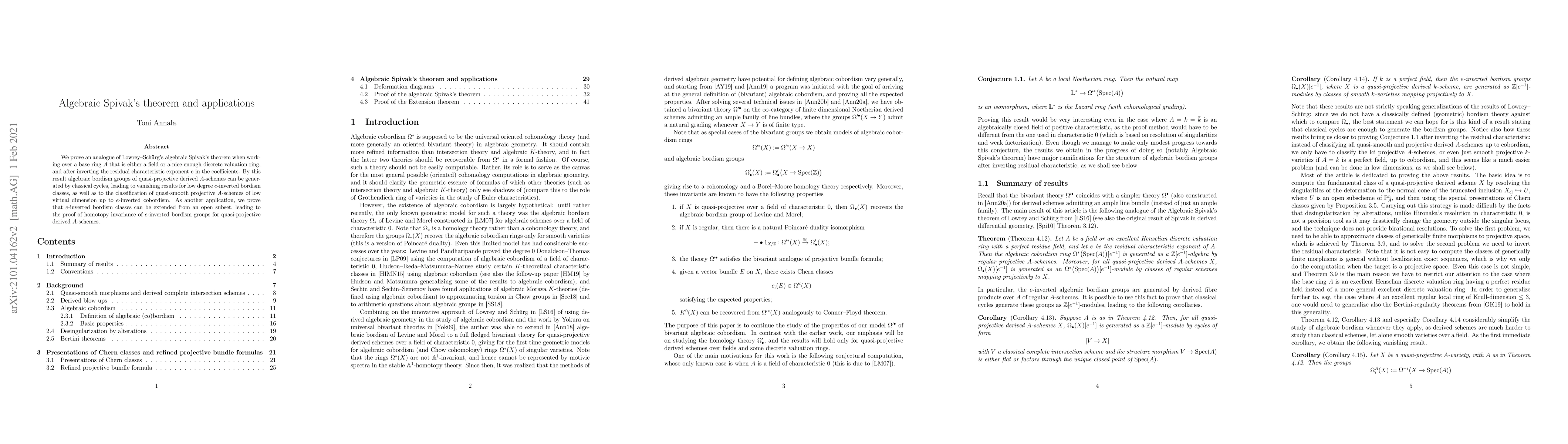 Thumbnail for Algebraic Spivak's theorem and applications