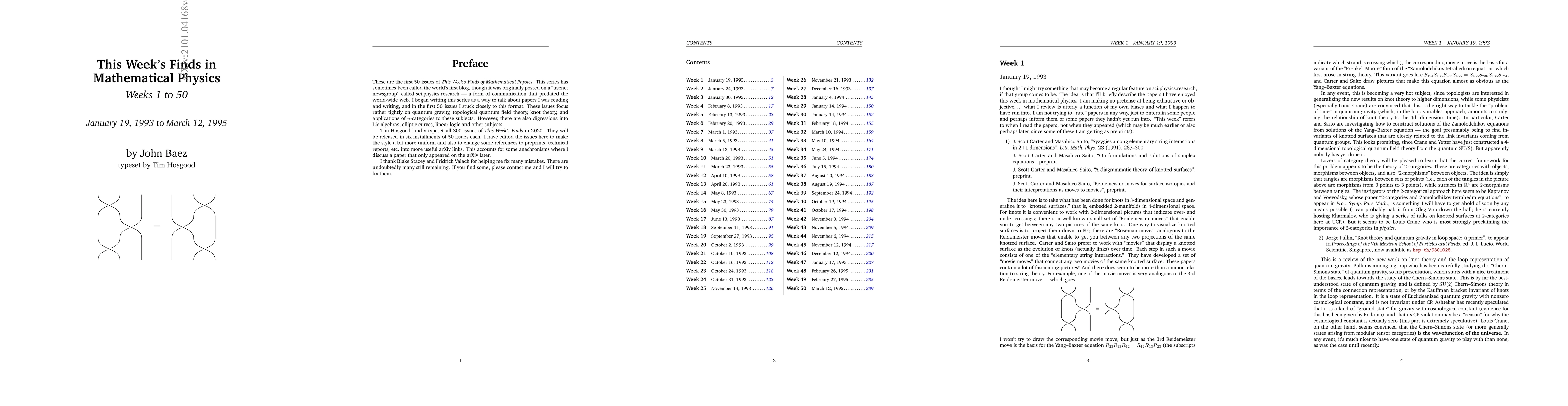 Thumbnail for This Week's Finds in Mathematical Physics (1-50)