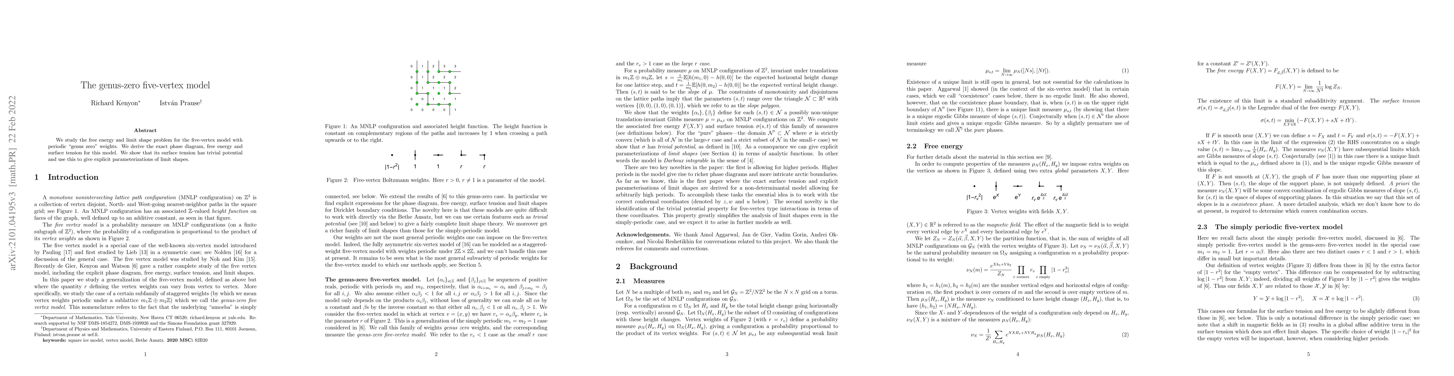 Thumbnail for The genus-zero five-vertex model