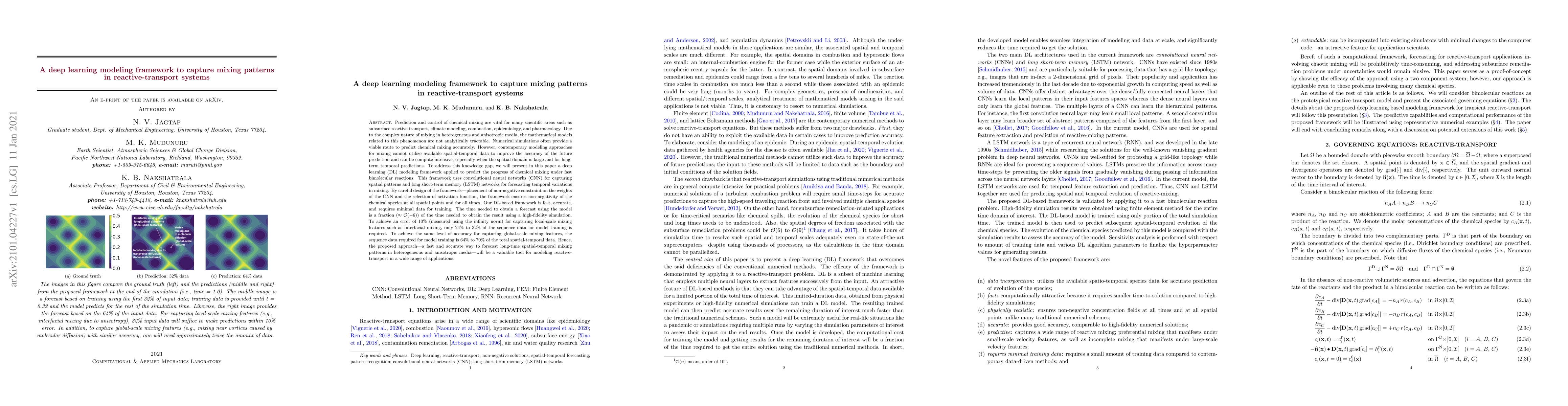Thumbnail for A deep learning modeling framework to capture mixing patterns in
  reactive-transport systems