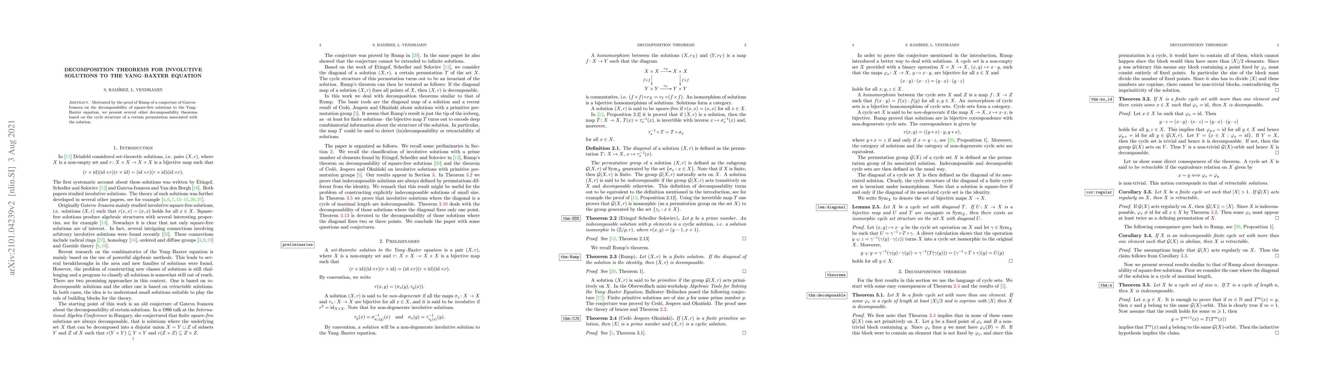Thumbnail for Decomposition theorems for involutive solutions to the Yang-Baxter
  equation