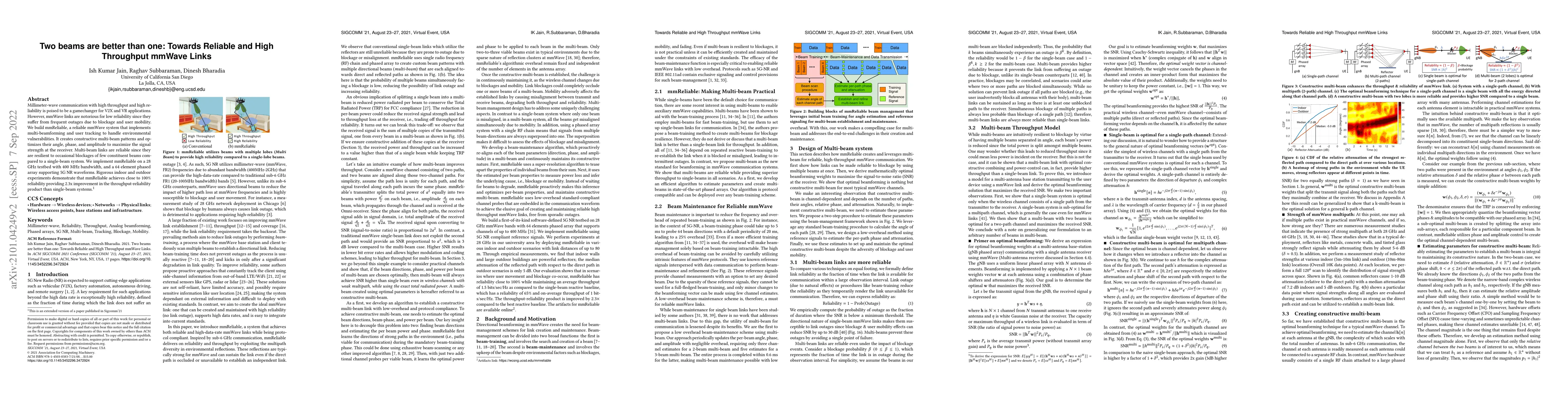 Thumbnail for Two beams are better than one: Enabling reliable and high throughput
  mmWave links