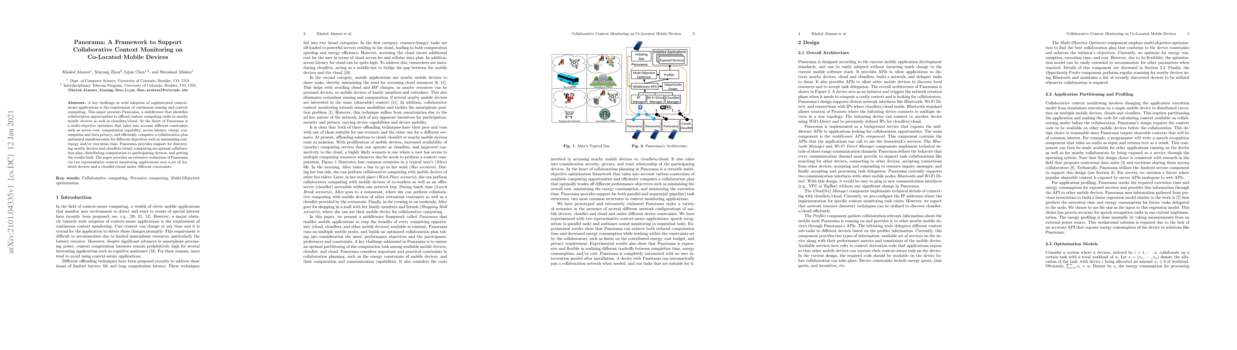 Thumbnail for Panorama: A Framework to Support Collaborative Context Monitoring on
  Co-Located Mobile Devices