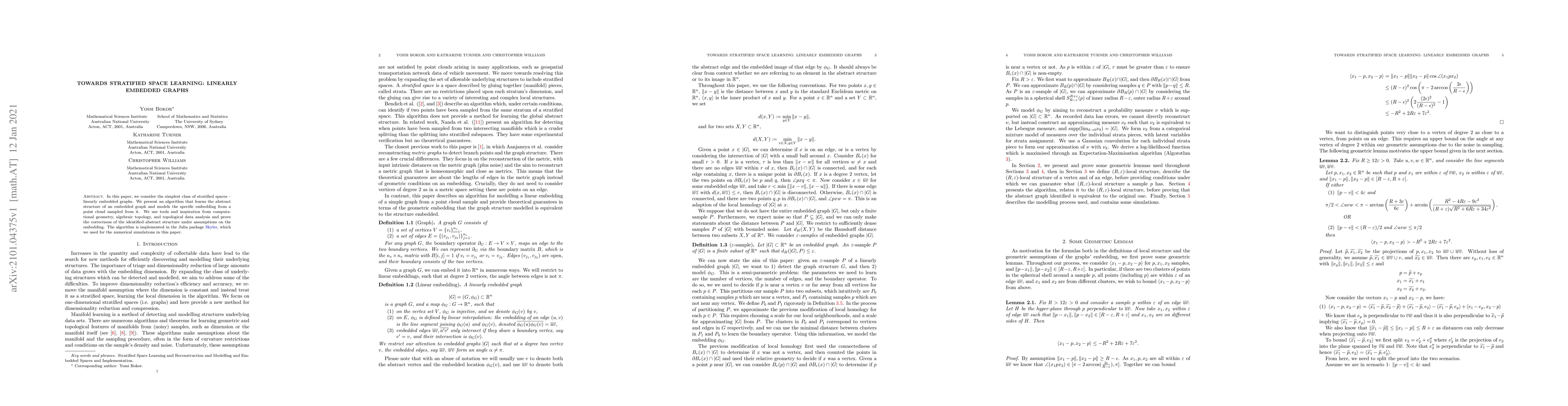 Thumbnail for Towards Stratified Space Learning: Linearly Embedded Graphs