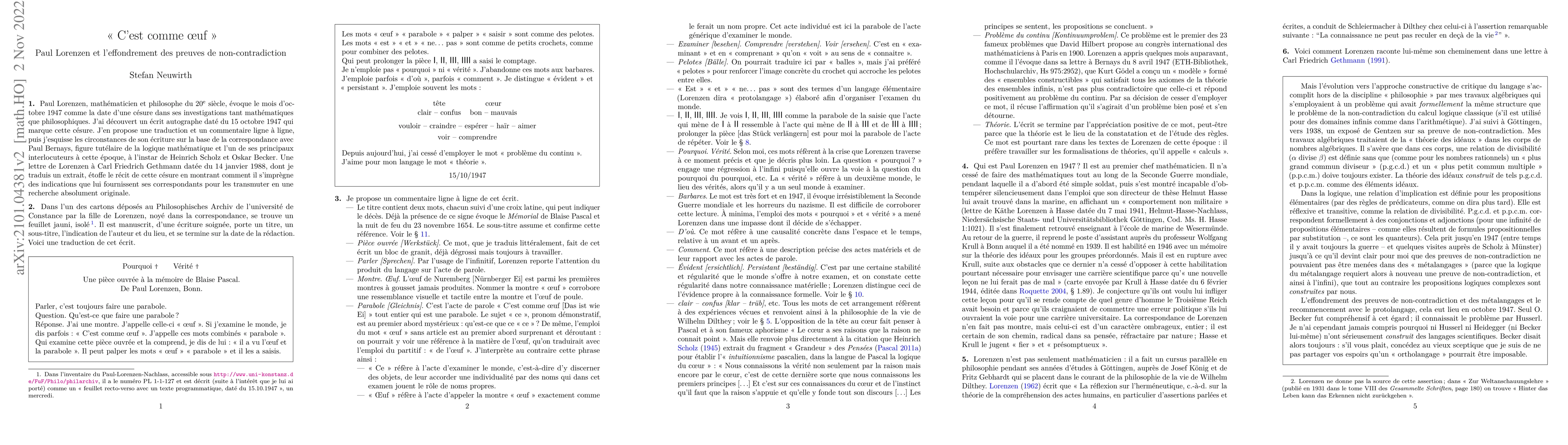 Thumbnail for "It is like egg": Paul Lorenzen and the collapse of proofs of
  consistency