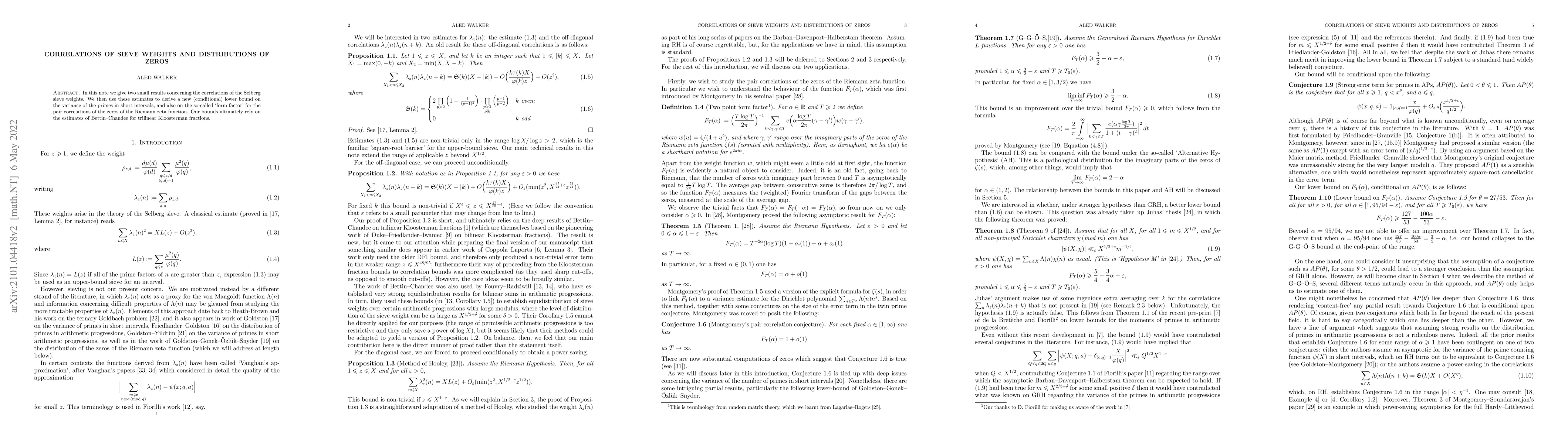 Thumbnail for Correlations of sieve weights and distributions of zeros