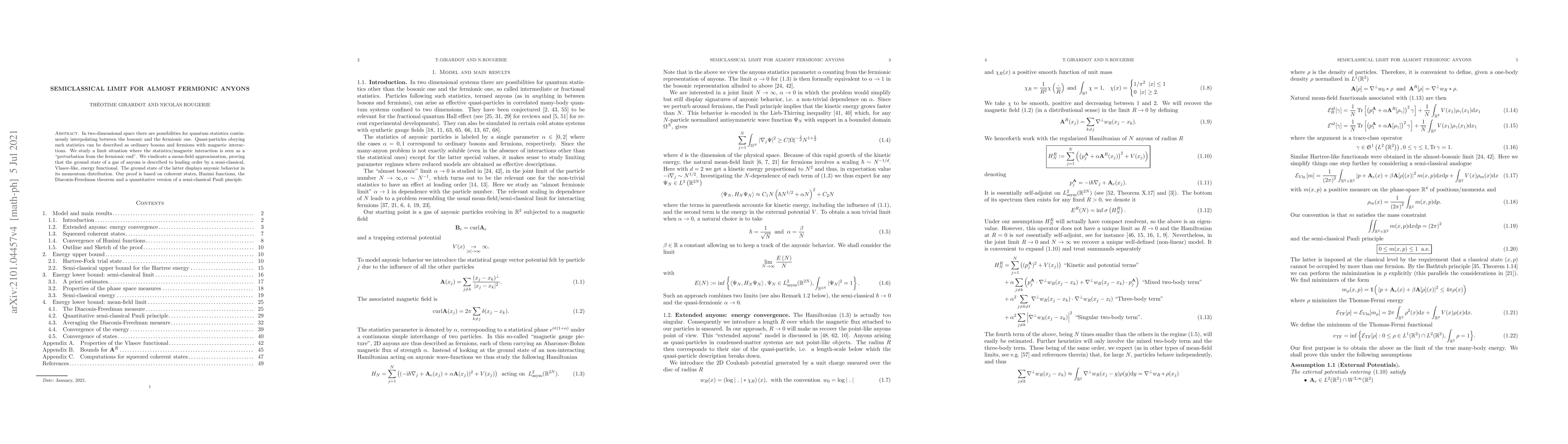 Thumbnail for Semiclassical limit for almost fermionic anyons