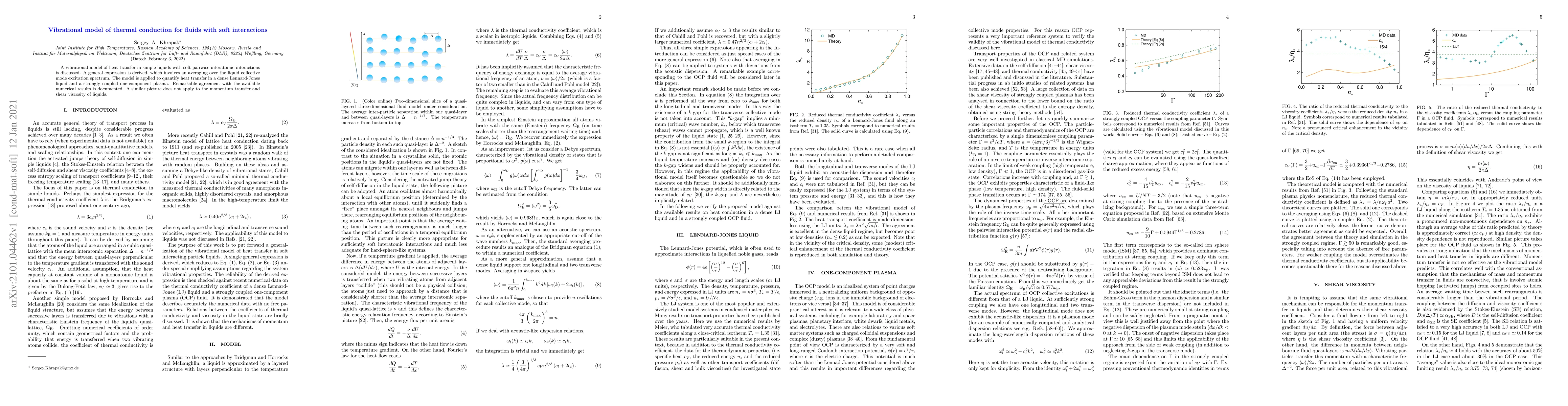 Thumbnail for Vibrational model of thermal conduction for fluids with soft
  interactions