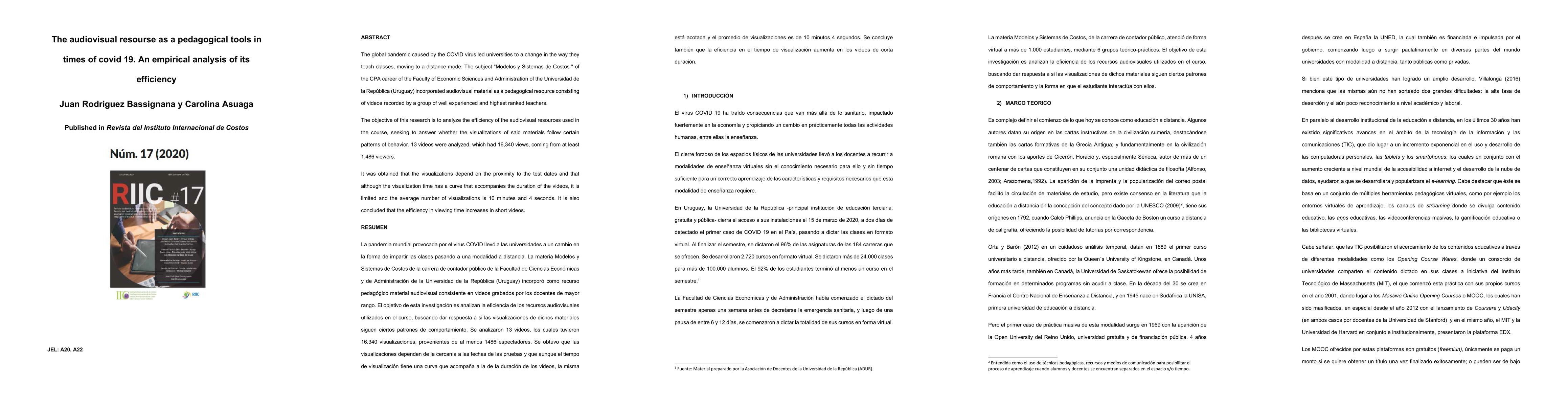 Thumbnail for The audiovisual resource as a pedagogical tools in times of covid 19. An
  empirical analysis of its efficiency