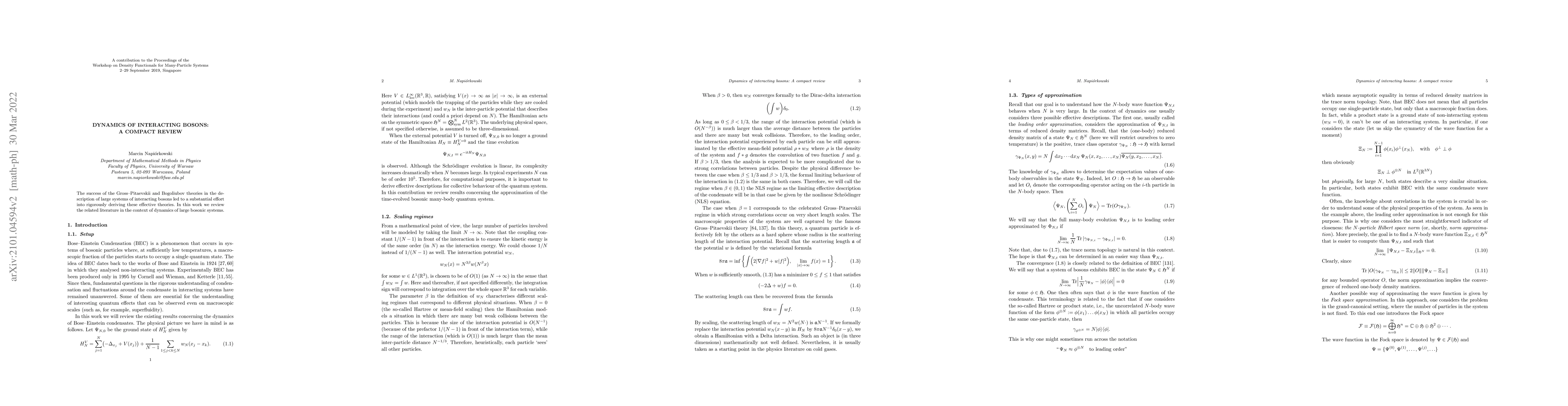 Thumbnail for Dynamics of interacting bosons: a compact review