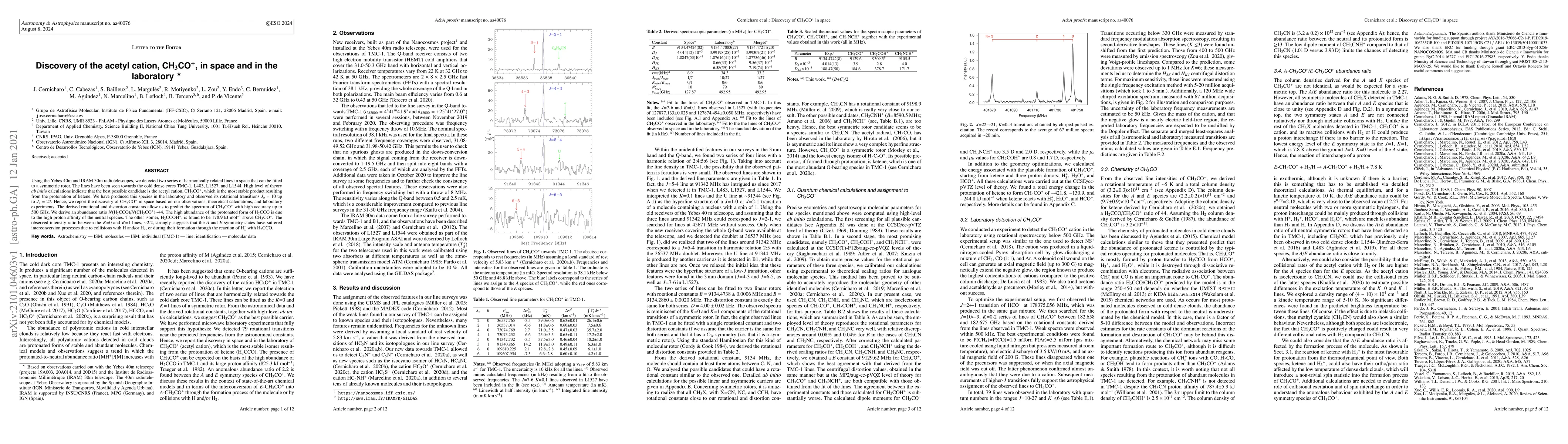 Thumbnail for Discovery of the acetyl cation, CH3CO+, in space and in the laboratory