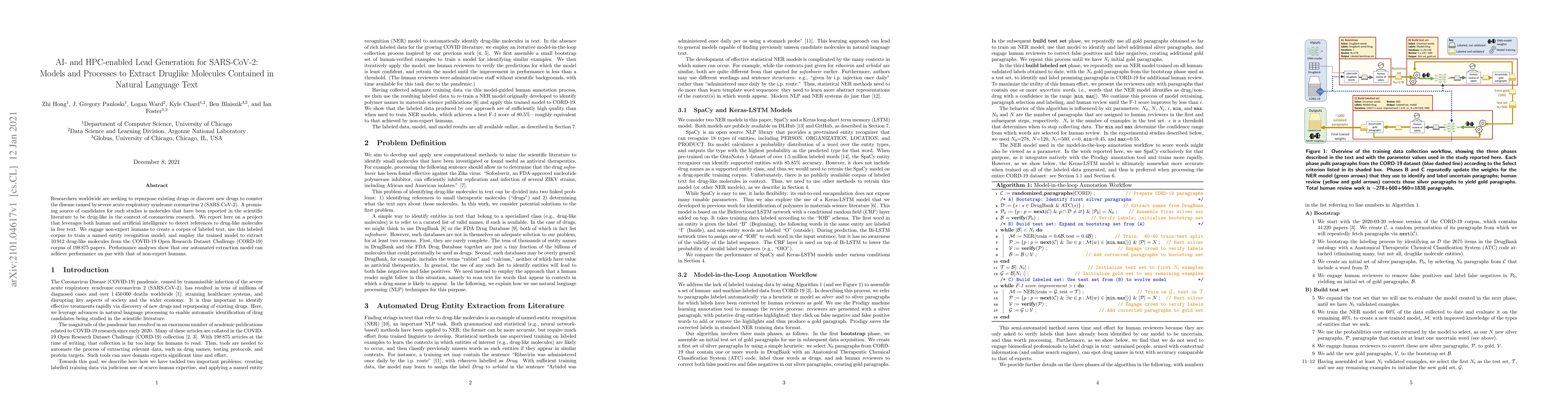 Thumbnail for AI- and HPC-enabled Lead Generation for SARS-CoV-2: Models and Processes
  to Extract Druglike Molecules Contained in Natural Language Text