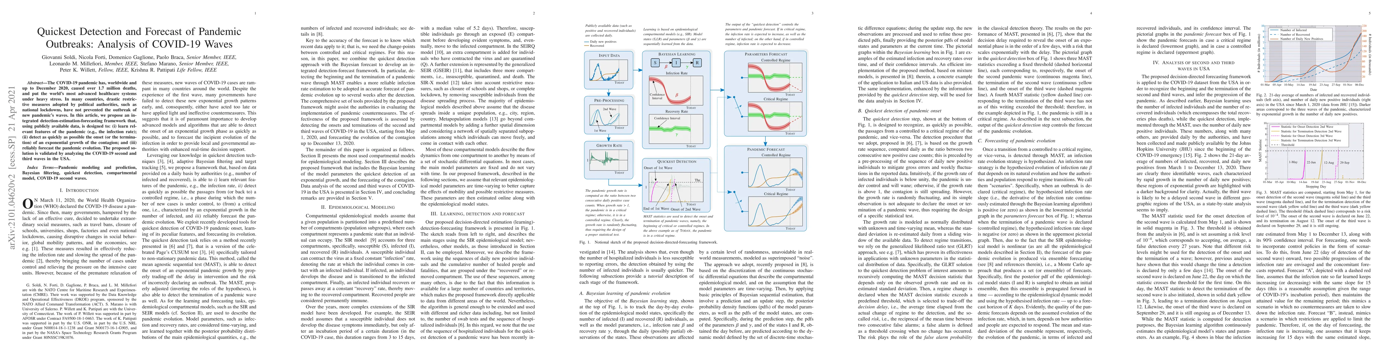 Thumbnail for Quickest Detection and Forecast of Pandemic Outbreaks: Analysis of
  COVID-19 Waves