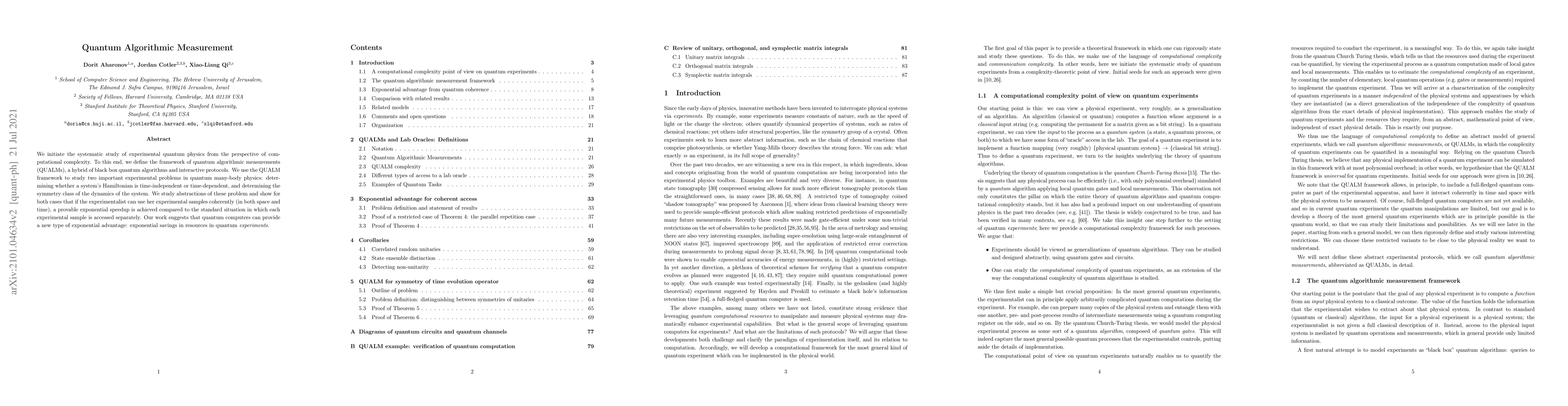Thumbnail for Quantum Algorithmic Measurement